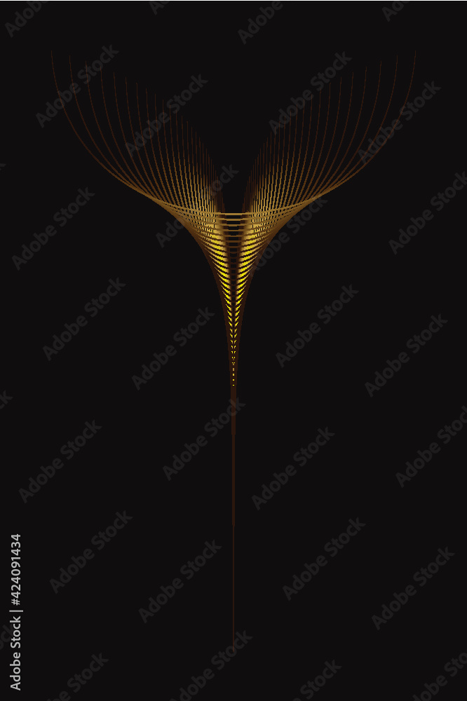 Poster the golden lines form an abstract vector-based background graphic shaped like leaves and petals