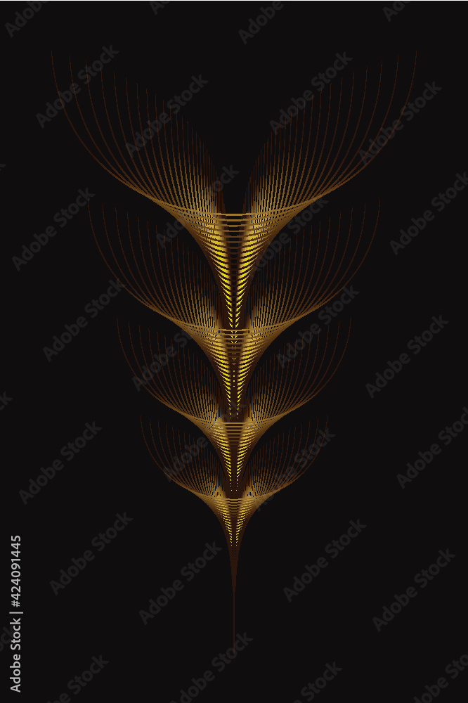 Poster the golden lines form an abstract vector-based background graphic shaped like leaves and petals