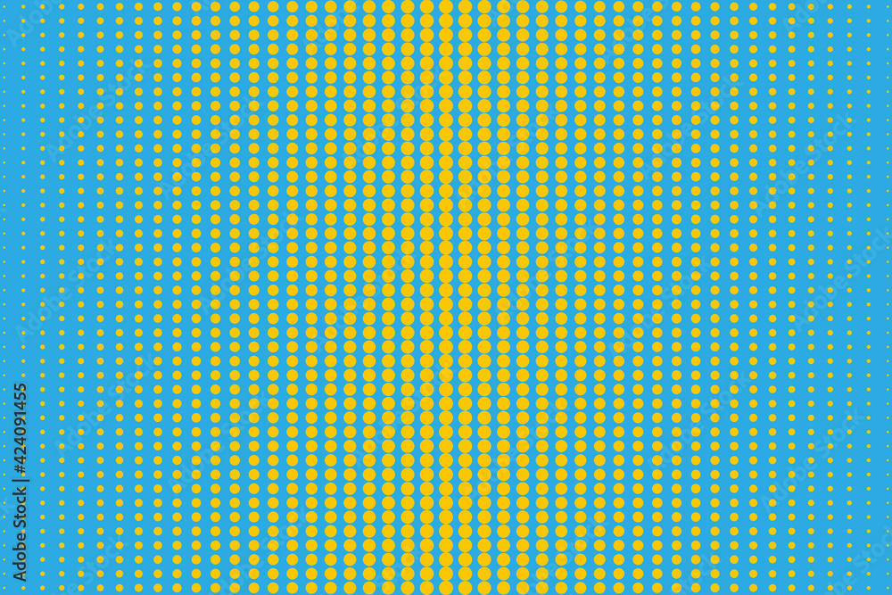 Poster template on halftone yellow backdrop. gradient background. seamless pattern for print design. stock 