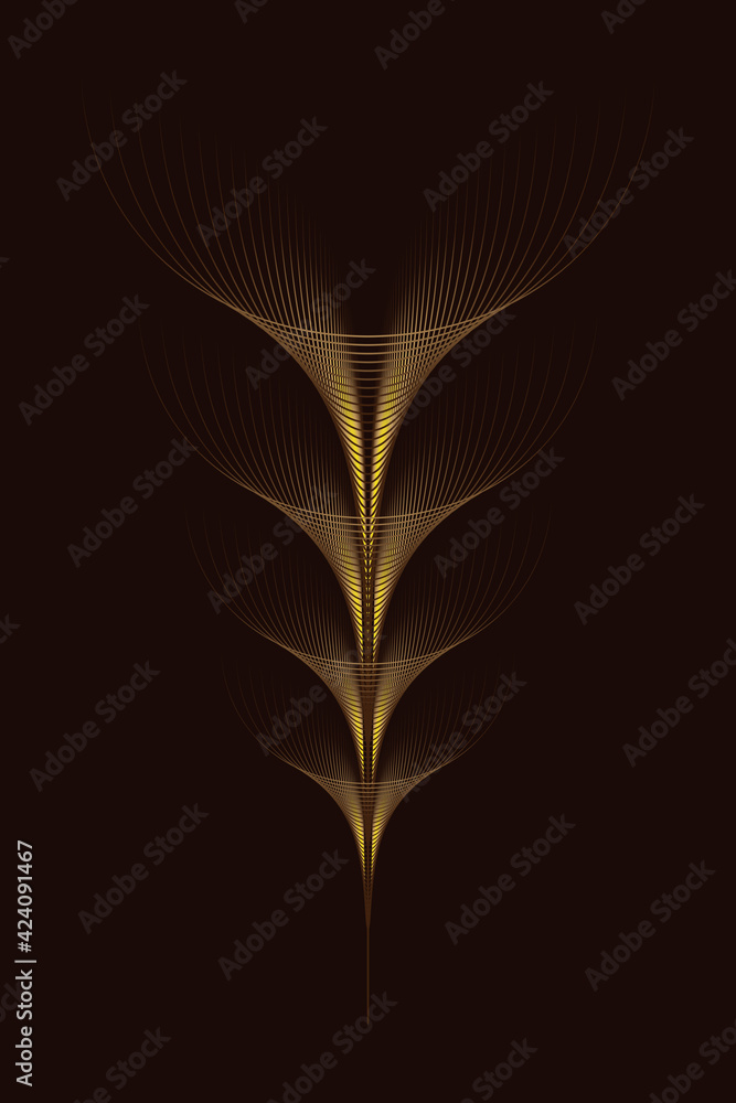 Poster the golden lines form an abstract vector-based background graphic shaped like leaves and petals