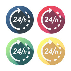 24 hours clock sign vector isolated on white background