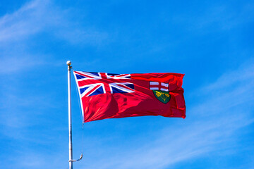 Province of Ontario flag waving in the wind.