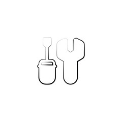 wrench and screwdriver logo icon design with simple line art style