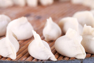 A row of dumplings
