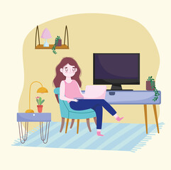 woman working remotely