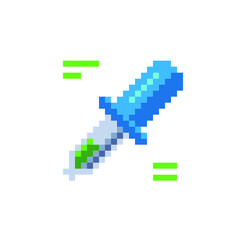 Pipet pixel art icon. Pipette isolated vector illustration. 8-bit sprite. Design for harmacy, science, medicine, technology, education, stickers, logo, mobile app.
