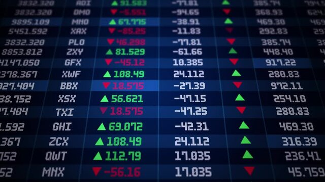 Financial Data Tracking Financial data developing. Digital screen with updating stats background. number of sales, percentage, growth, decline. Abstract financial , economic report, forecast