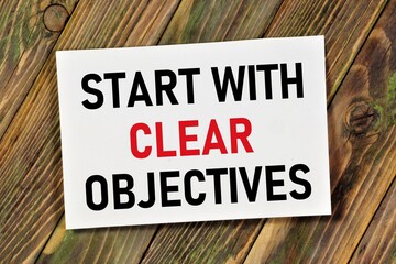 Start with clear objectives. Text label in the banner plate. Development of a method for achieving a stable competitive advantage of the business.
