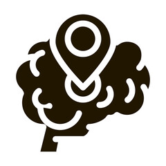 dementia brain location gps sign glyph icon vector. dementia brain location gps sign sign. isolated symbol illustration