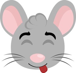 Vector ilustracion de emoticon de la cabeza de un simpatico raton cartoon con una expresion alegre