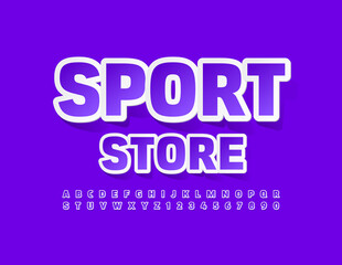 Vector bright Banner Sport Store. Modern Artistic Font. Trendy Alphabet Letters and Numbers