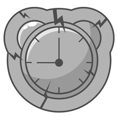 cartoon illustration of petrified time with cracks