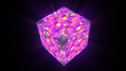 Cube abstract glow lava luxury violet and dark line surface