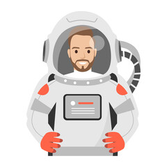 Vector Astronaut Standing on some Planet in the Space flat vector illustration