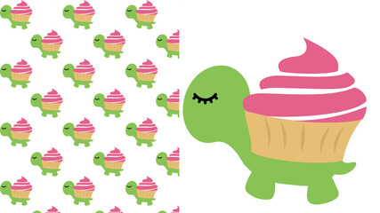 Cute cupcake turtle
