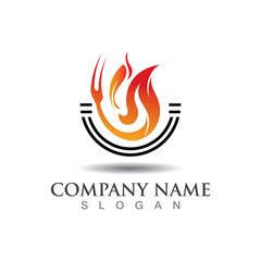 Hot grill logo template for business restaurant vector design creative