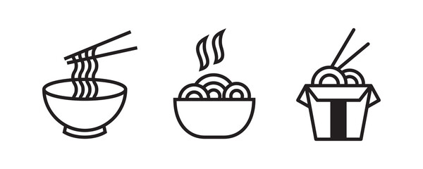 Noodle icon set. Vector graphic illustration. Suitable for website design, logo, app, template, and ui. 