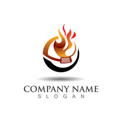 Hot grill logo template for business restaurant vector design creative