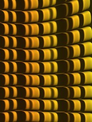 Abstract background with black and dark yellow 3d wavy stripes