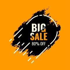 illustration vector graphic of big sale yellow and black abstract sale banner