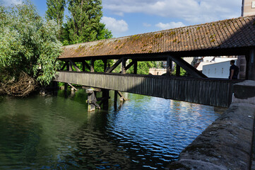 Weinstadel bridge and Pegnitz River in Nuremberg