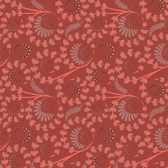 Seamless texture, pattern on a square background - flowers and leaves. Styling.