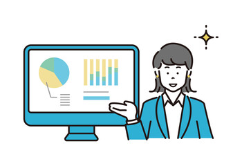 人物　ビジネス　プレゼン　説明