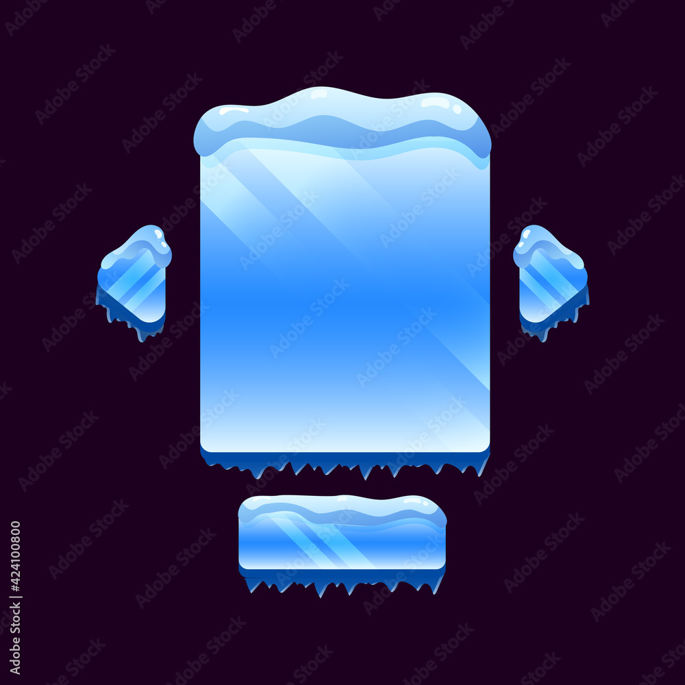 Aufkleber set of ice winter game ui board pop up for gui asset elements vector illustration