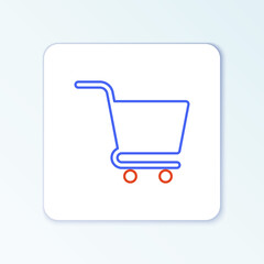 Line Shopping cart icon isolated on white background. Online buying concept. Delivery service sign. Supermarket basket symbol. Colorful outline concept. Vector
