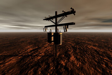 sad landscape pillar in the desert turbulent sky