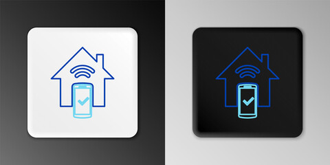 Line Smart home - remote control system icon isolated on grey background. Colorful outline concept. Vector