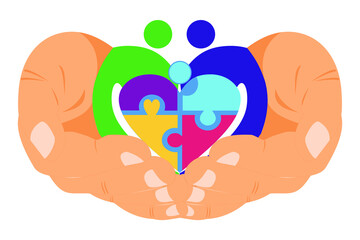 world autism day heart in hand family image