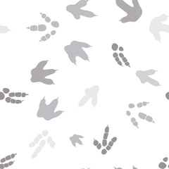 Dinosaur footprint tracks. Minimal color seamless pattern. Background with paw, claw predator. Dinosaur footprint seamless pattern perfect for textile, wrap and wallpaper and design.