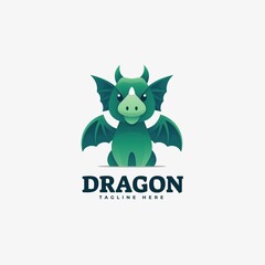 Vector Logo Illustration Dragon Gradient Colorful Style.
