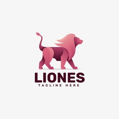 Vector Logo Illustration Lion Gradient Colorful Style.