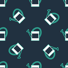 Line Watering can icon isolated seamless pattern on black background. Irrigation symbol. Vector