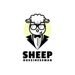 Vector Logo Illustration Sheep Mascot Cartoon Style.
