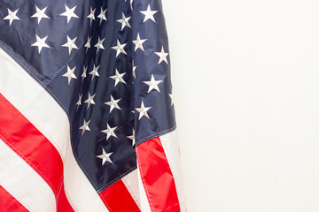 Floded Flag of United States of America. Copy space with usa flag