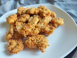 Fried Shrimp on White Plate