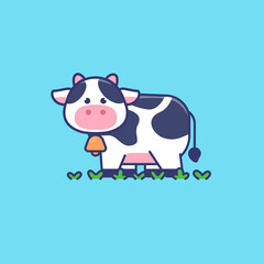 cute cow mascot logo illustration