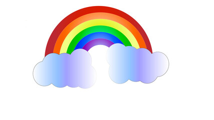rainbow with clouds and white background illustration.