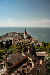 Beautiful cityscape of Piran, Slovenia, Europe. Traveling concept background. Magnificent...
