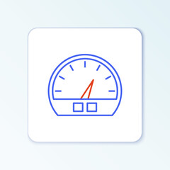 Line Speedometer icon isolated on white background. Colorful outline concept. Vector