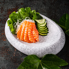 japanese sashimi on the stone plate