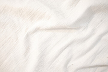 Fabric backdrop White linen canvas crumpled natural cotton fabric Natural handmade linen top view background Organic Eco textiles White Fabric texture