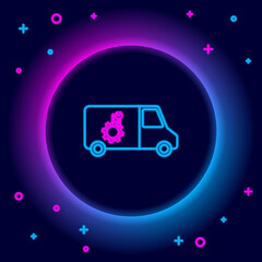 Glowing neon line Car service icon isolated on black background. Repair service auto mechanic. Maintenance sign. Colorful outline concept. Vector