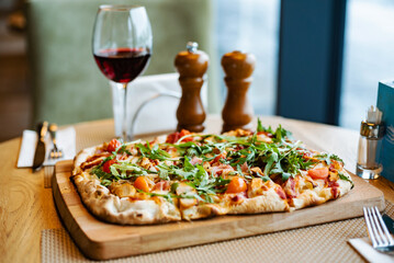 italian pizza in the cafe