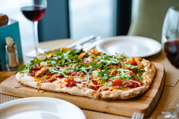 italian pizza in the cafe
