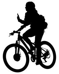 Young athlete on a bike for extreme stunts. Isolated silhouette on a white background