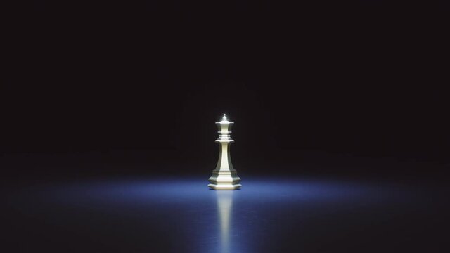 Gold queen chess, standing against black background